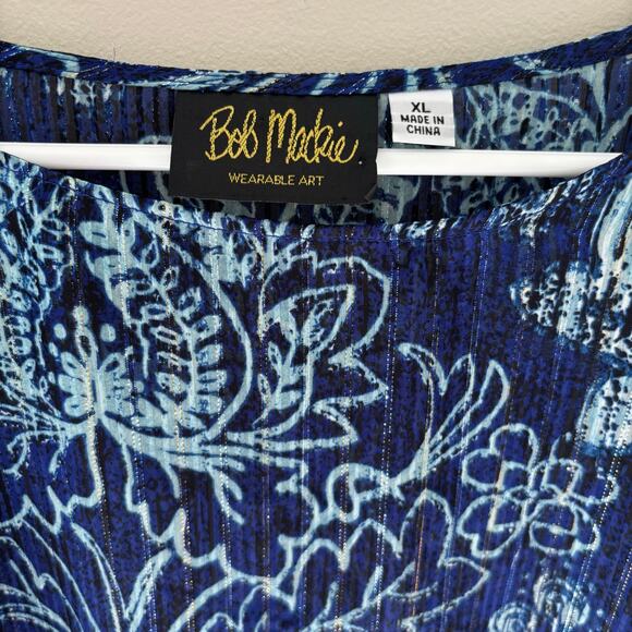 Bob Mackie Wearable Art Lightweight Flowy Sheer Shimmer Poncho Boho Coastal XL - Picture 2 of 8